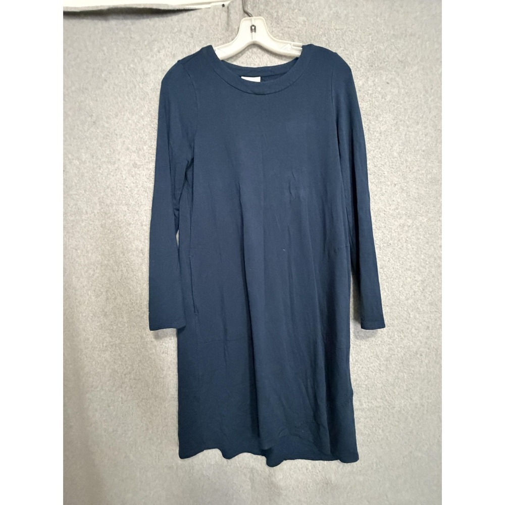 Pure Jill Dress‎ Womens XS Blue Jersey Knit Long Sleeve T Shirt Shift Pockets